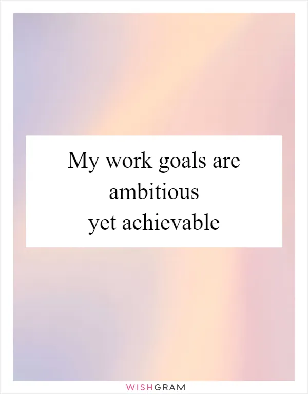 My work goals are ambitious yet achievable