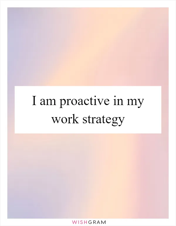 I am proactive in my work strategy
