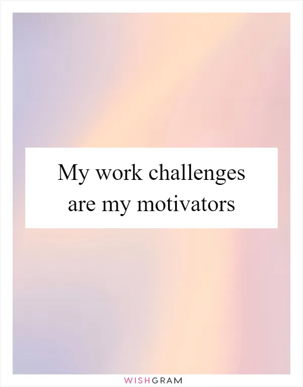 My work challenges are my motivators