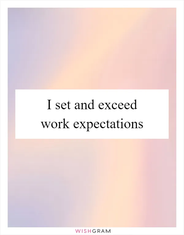 I set and exceed work expectations