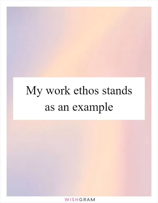 My work ethos stands as an example