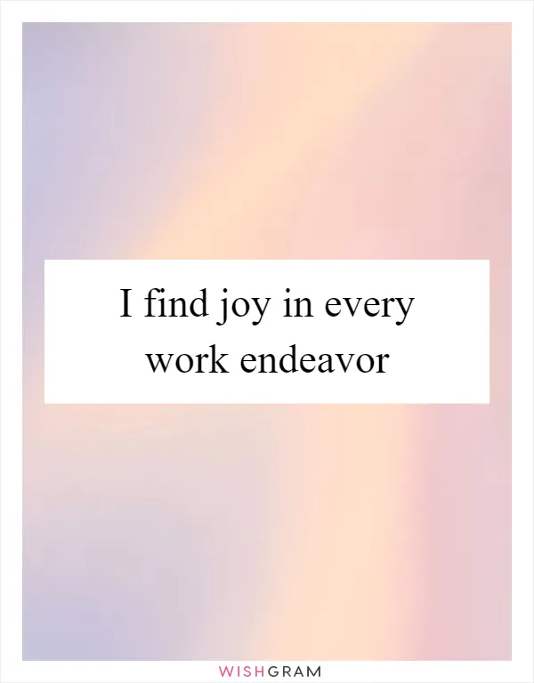I find joy in every work endeavor