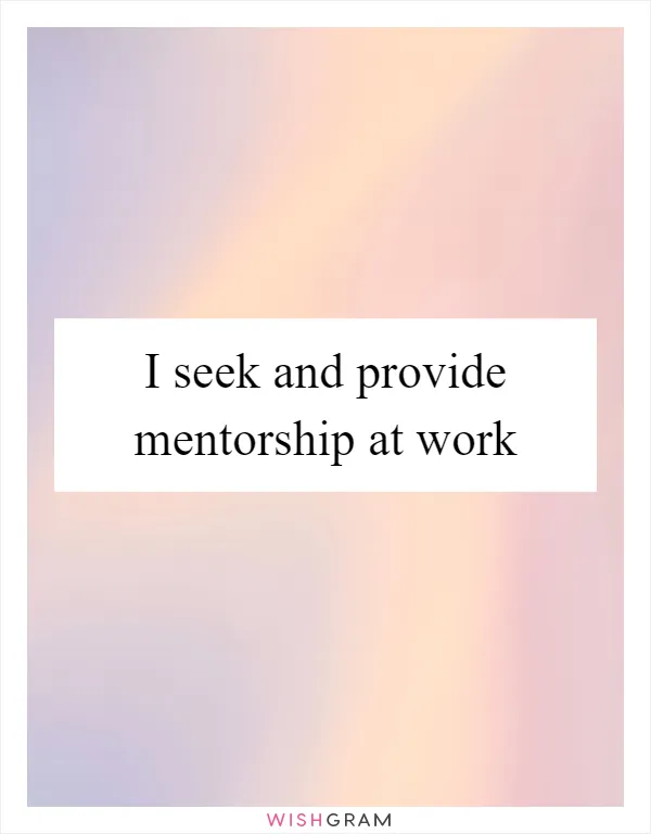 I seek and provide mentorship at work