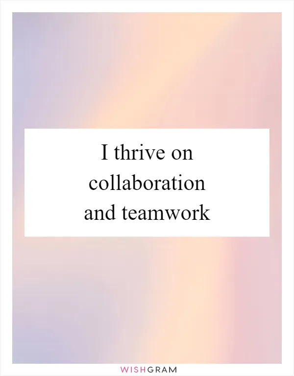 I thrive on collaboration and teamwork