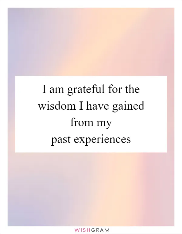 I am grateful for the wisdom I have gained from my past experiences