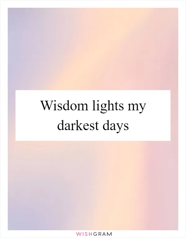 Wisdom lights my darkest days
