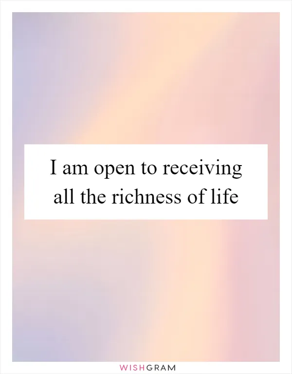 I am open to receiving all the richness of life