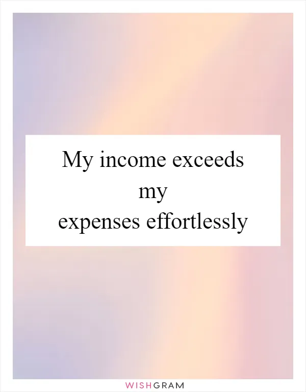 My income exceeds my expenses effortlessly