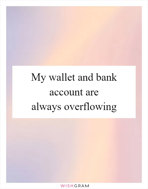 My wallet and bank account are always overflowing