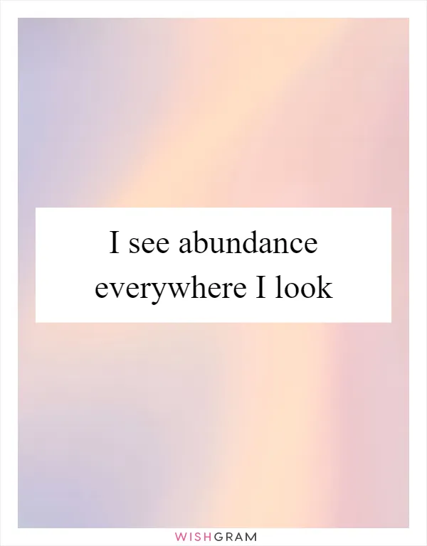 I see abundance everywhere I look