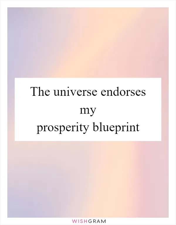 The universe endorses my prosperity blueprint