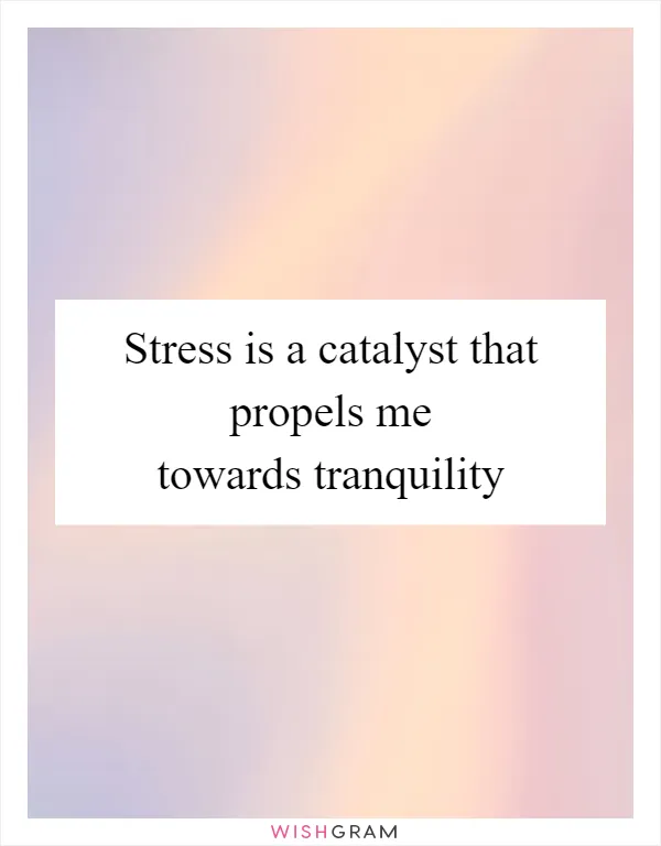 Stress is a catalyst that propels me towards tranquility