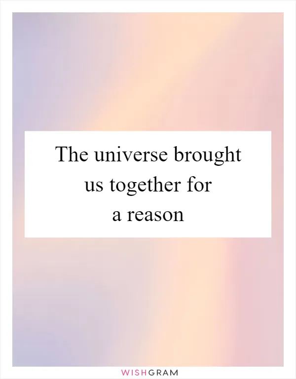 The universe brought us together for a reason