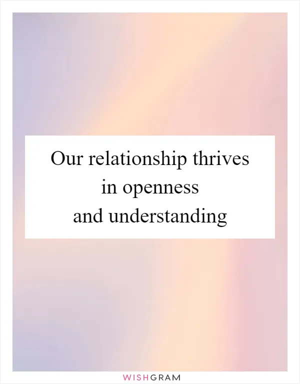 Our relationship thrives in openness and understanding