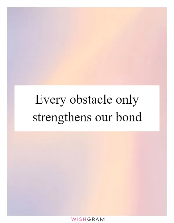 Every obstacle only strengthens our bond