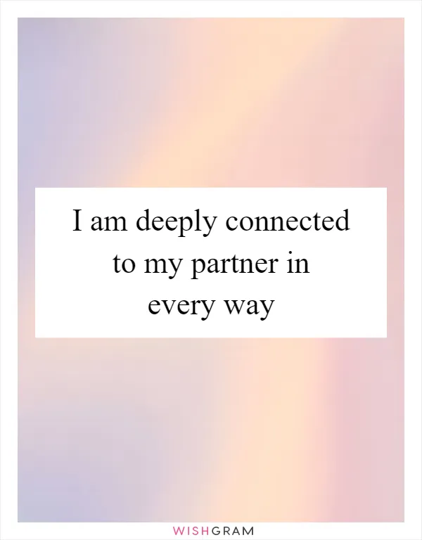 I am deeply connected to my partner in every way