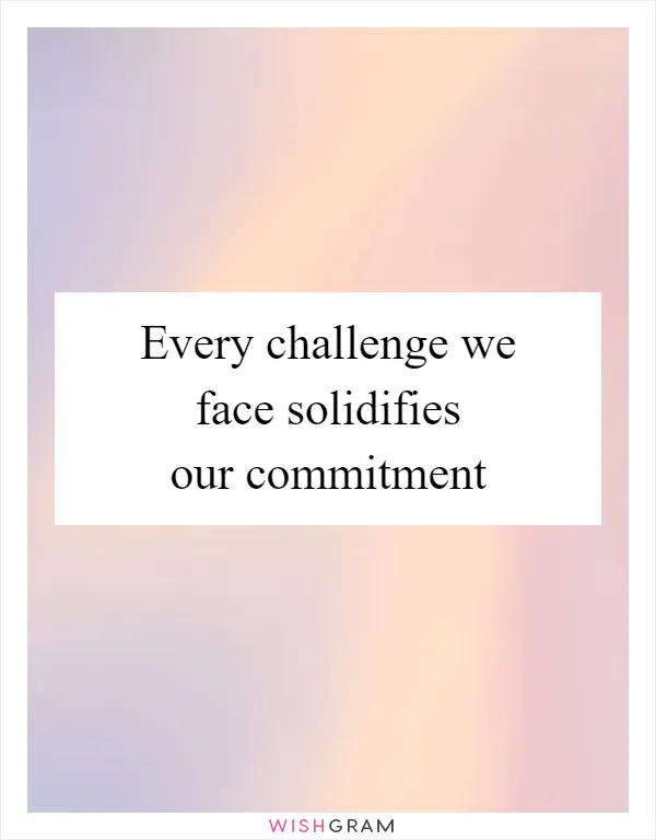 Every challenge we face solidifies our commitment