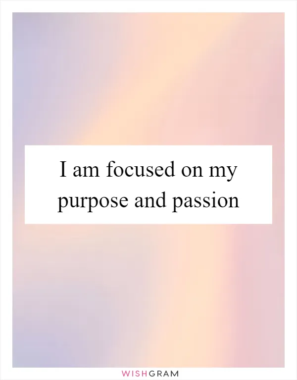 I am focused on my purpose and passion