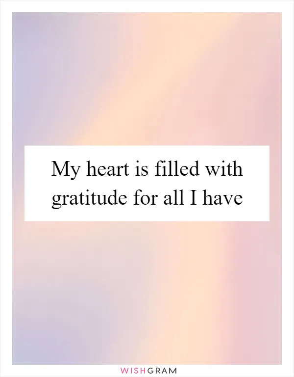 My heart is filled with gratitude for all I have