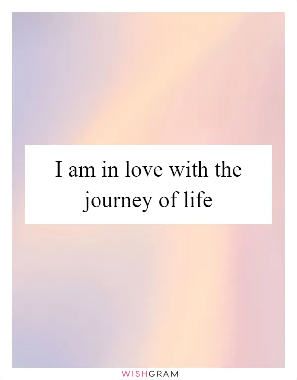 I am in love with the journey of life