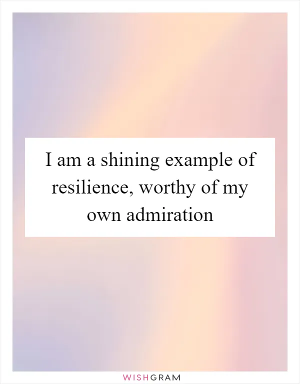 I am a shining example of resilience, worthy of my own admiration