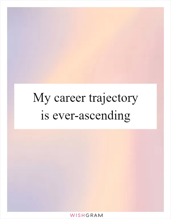 My career trajectory is ever-ascending