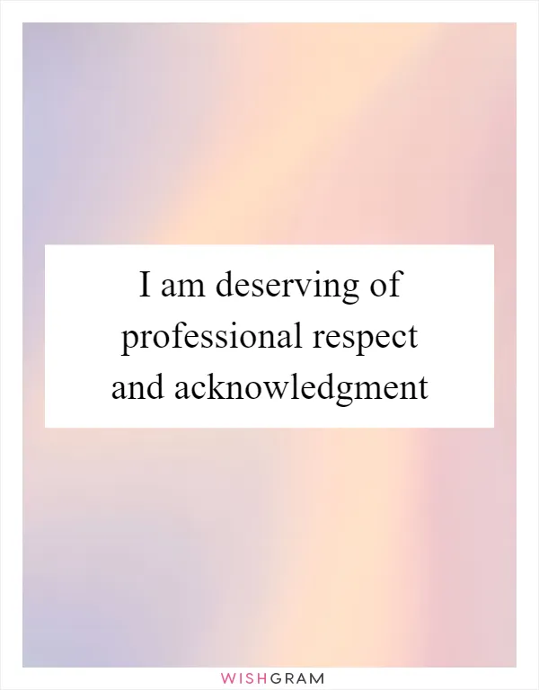 I am deserving of professional respect and acknowledgment