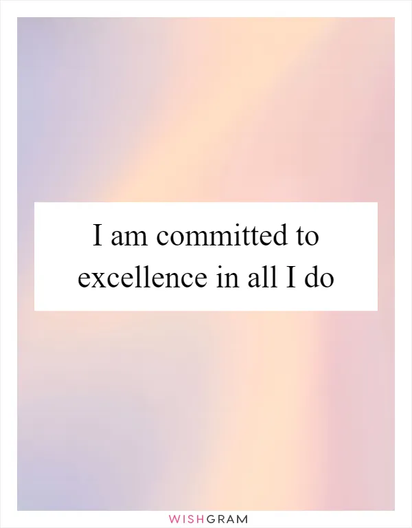 I am committed to excellence in all I do