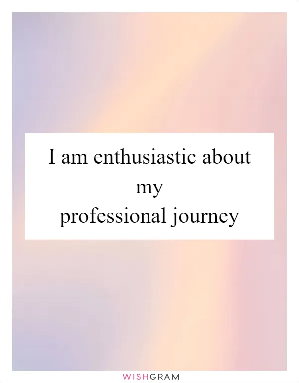 I am enthusiastic about my professional journey