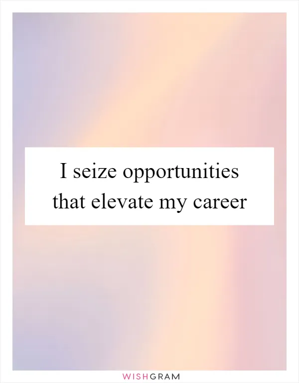 I seize opportunities that elevate my career
