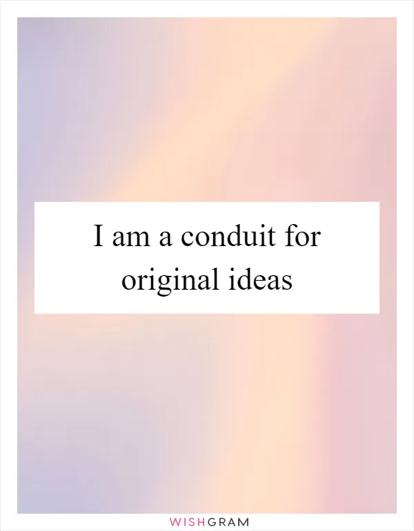 I am a conduit for original ideas