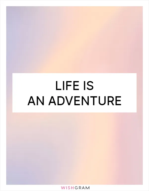 Life is an adventure