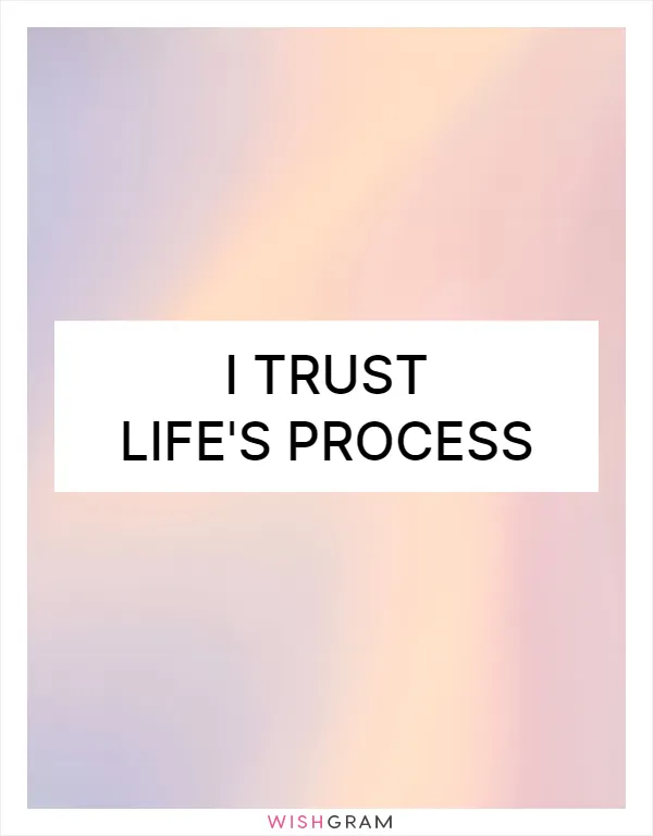 I trust life's process