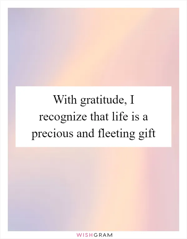 With gratitude, I recognize that life is a precious and fleeting gift