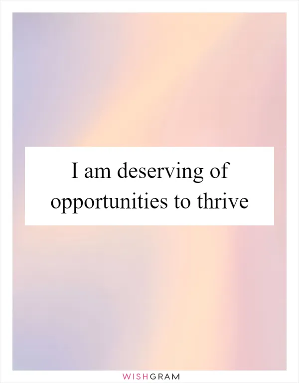 I am deserving of opportunities to thrive