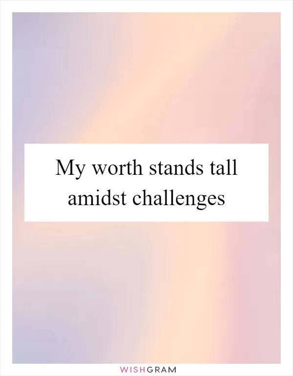 My worth stands tall amidst challenges