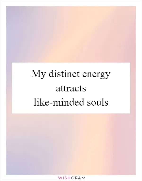 My distinct energy attracts like-minded souls