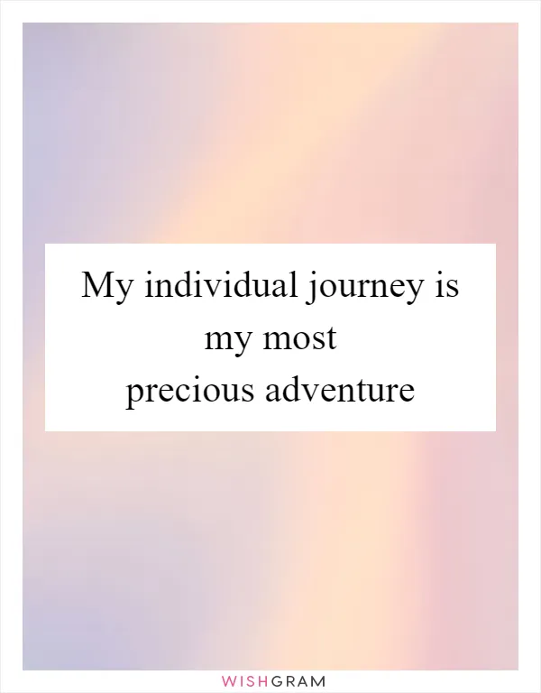 My individual journey is my most precious adventure