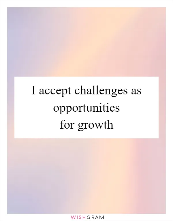 I accept challenges as opportunities for growth