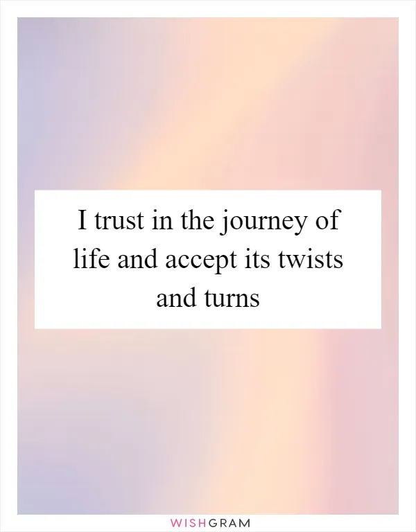 I trust in the journey of life and accept its twists and turns