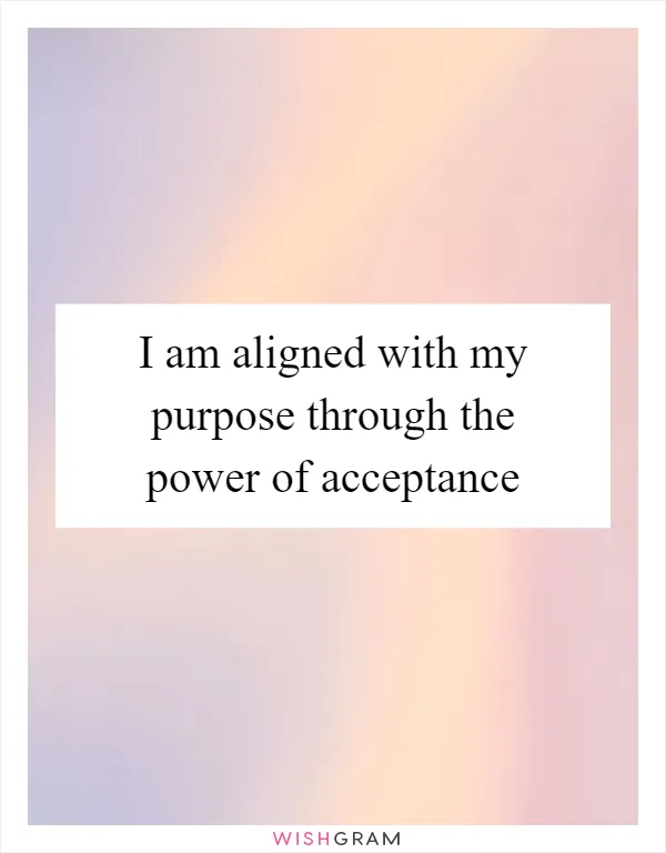 I am aligned with my purpose through the power of acceptance