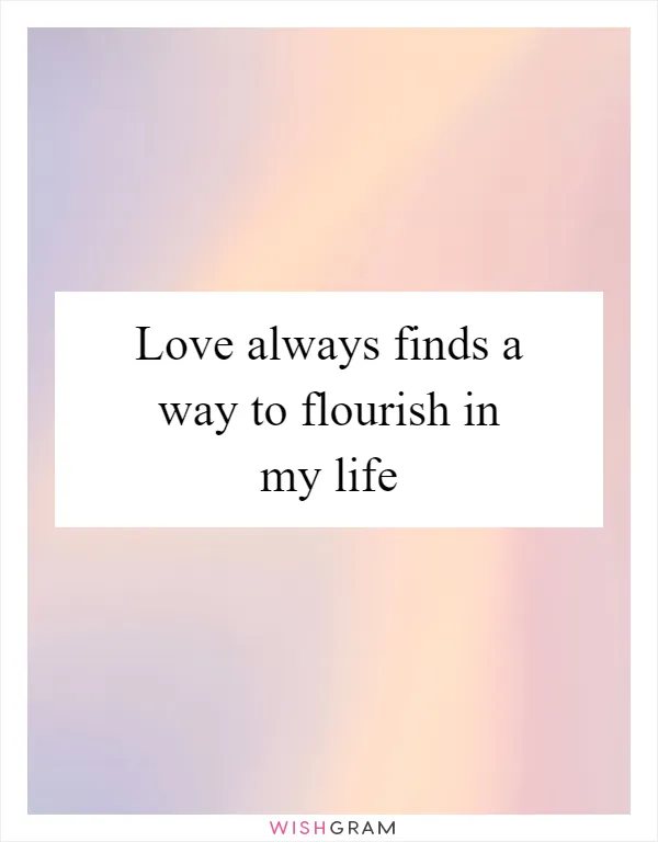Love always finds a way to flourish in my life