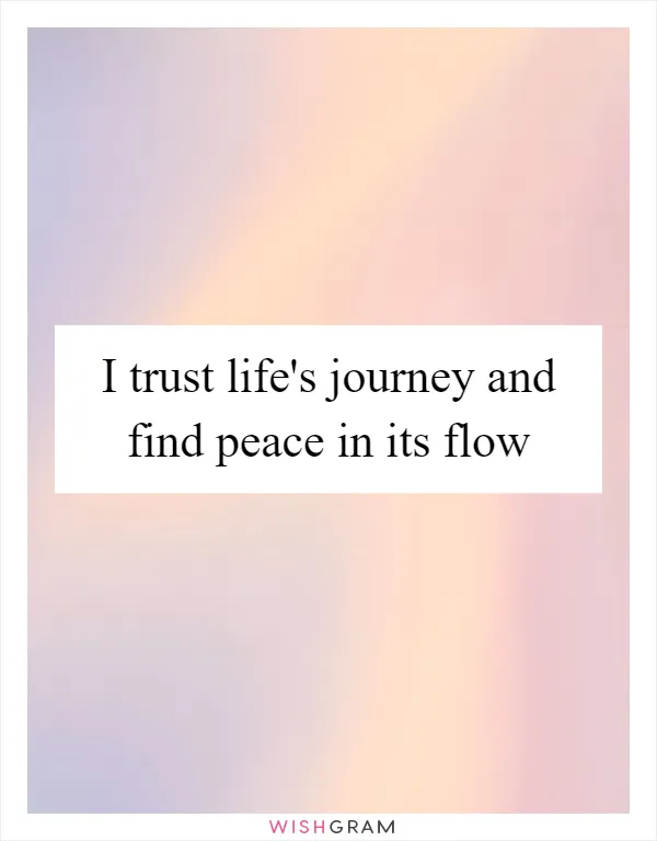 I trust life's journey and find peace in its flow