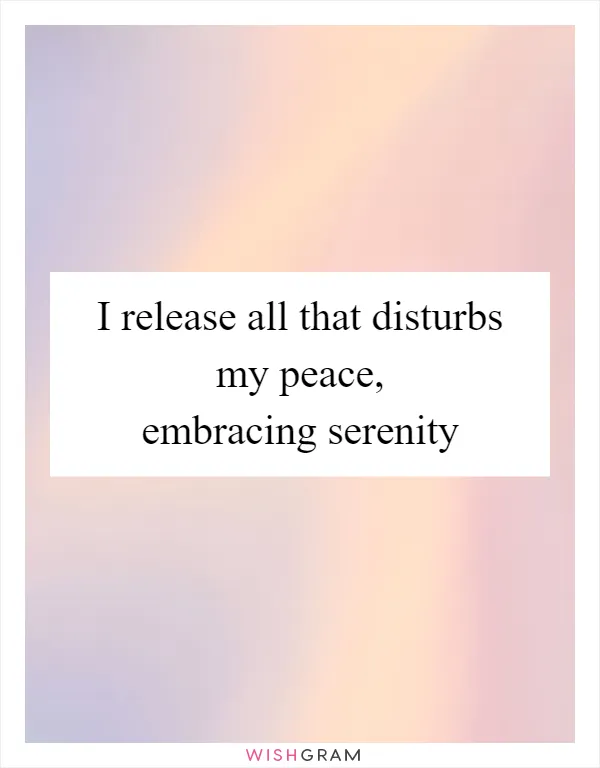 I release all that disturbs my peace, embracing serenity
