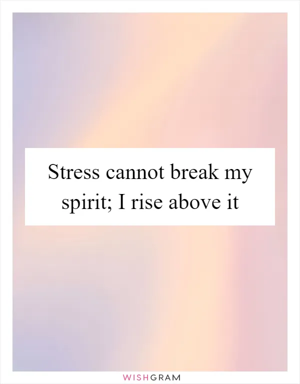 Stress cannot break my spirit; I rise above it