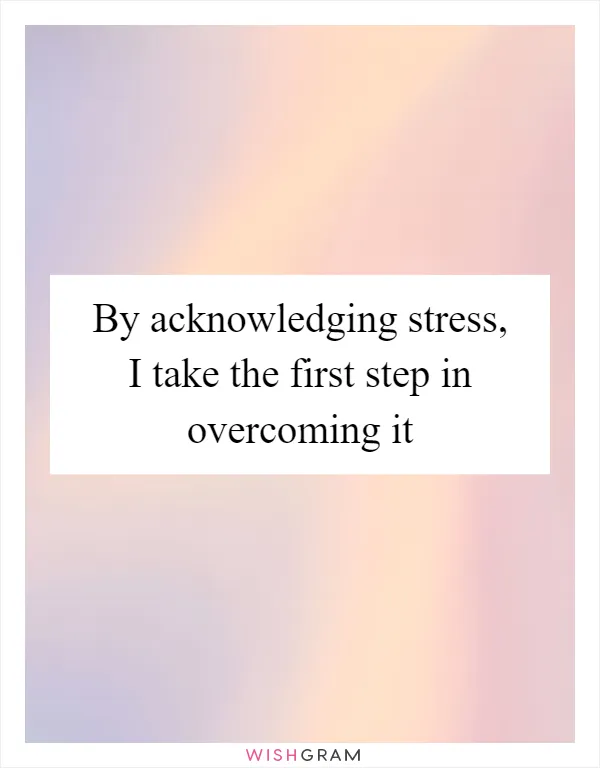 By acknowledging stress, I take the first step in overcoming it