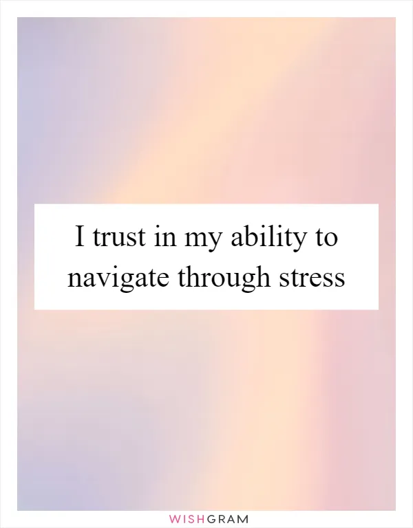 I trust in my ability to navigate through stress