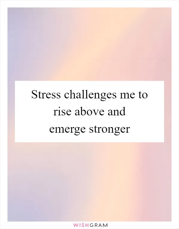 Stress challenges me to rise above and emerge stronger