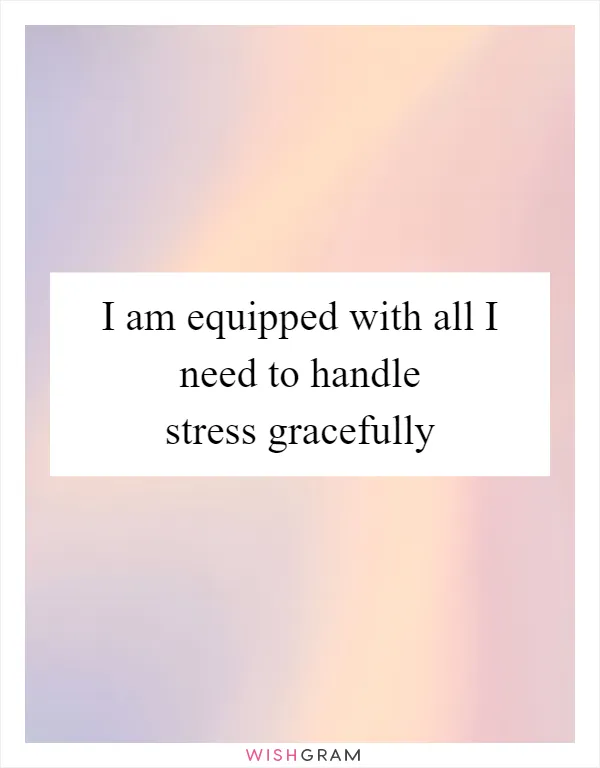 I am equipped with all I need to handle stress gracefully