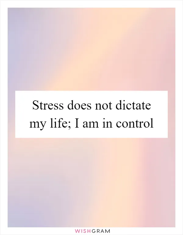 Stress does not dictate my life; I am in control